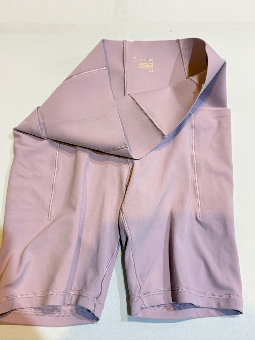 Offline by Aerie High Rise Biker Shorts Mauve Pink Side Pocket Activewear Sz: S - Picture 4 of 11